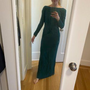 Reformation Long Sleeve Open Back Green Dress